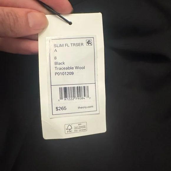 Theory Black Slim Wool Trousers NWT - Picture 2 of 9